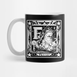 F is For Ferret - White Outline Design Mug